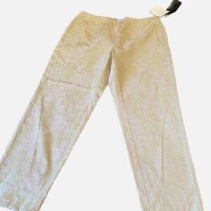 Womyn Cream and White Floral Print Pants Size 12 NWT